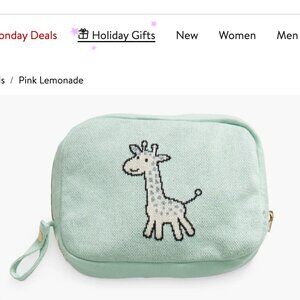 Pink Lemonade Petite Giraffe Organic Cotton Baby Blanket & Travel Pouch Set